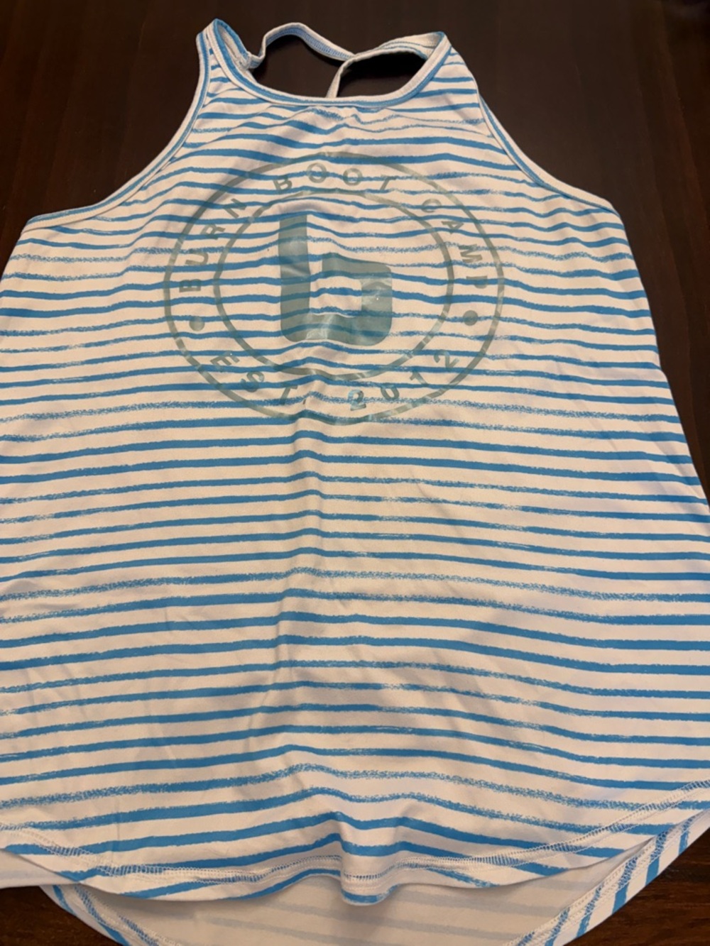 Blue & White Striped burn boot camp tank